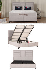 Kilim Mobilya Bamboo Sleepy 160 x 200 cm Yataklı Başlıklı Çift Kişilik Sandıklı Baza Seti Bej