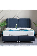 Weltew Yatak Pure 180 x 200 cm Ayrılabilen Başlıklı Çift Kişilik Sandıklı Baza Seti Mavi