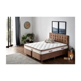 Niron Yatak Latte 160 x 200 cm Ayrılabilen Yataklı Başlıklı Çift Kişilik Sandıklı Baza Seti Kahverengi