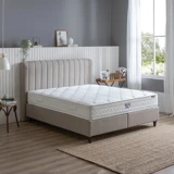 Yataş Lento 160 x 200 cm Yataklı Başlıklı Çift Kişilik Sandıklı Baza Seti Bej