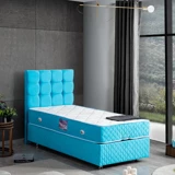Setay Duke 120x200 cm Başlıklı Yataklı Sandıklı Tek Kişilik Baza Seti Mavi