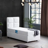 Setay Grand 100x200 cm Başlıklı Yataklı Sandıklı Tek Kişilik Baza Seti Beyaz