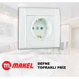 Makel Çerçeveli Topraklı Sıva Altı Tekli Priz Beyaz