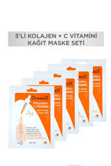 Derminix Kolajen + C Vitamini Nemlendiricili Kağıt Yüz Maskesi 5 Adet
