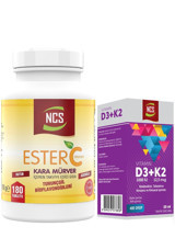 Ncs Ester C Kara Mürver Yetişkin 180 Adet + Vitamin D3 K2 20 ml