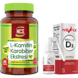 Ncs Karabiber Ekstresi L-Karnitin 60 Tablet + Nevfix Vitamin D3 Sprey 20 ml