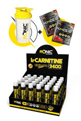 Ronic Nutrition Böğürtlen Aromalı L-Karnitin 30 Shot + Tek Kullanımlık Whey Protein 2 Adet + Shaker