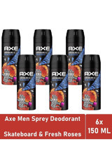 Axe Skateboard & Fresh Roses Pudrasız Ter Önleyici Sprey Erkek 6x150 ml