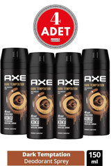 Axe Dark Temptation Pudrasız Ter Önleyici Antiperspirant Sprey Erkek 4x150 ml