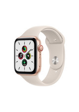Apple Watch SE Apple Uyumlu WatchOS Su Geçirmez 44 mm Kauçuk Kordon Kare Kadın Sim Kartlı Akıllı Saat Krem