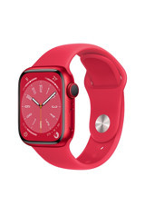 Apple Watch Series 8 Apple Uyumlu WatchOS Su Geçirmez 41 mm Fluoro Elastomer Kauçuk Kordon Kulaklıklı Kare Akıllı Saat Kırmızı