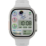 Bakeey Watch 8 Ultra Su Geçirmez 49 mm Silikon Kordon Kare Tansiyon Ölçen Akıllı Saat Beyaz