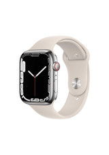 Apple Watch Series 7 Apple Uyumlu WatchOS Su Geçirmez 45 mm Kauçuk Kordon Kare Unisex Sim Kartlı Akıllı Saat Krem