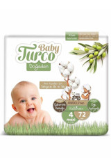 Baby Turco Doğadan 4 Numara Organik Cırtlı Bebek Bezi 72 Adet