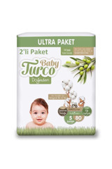 Baby Turco Doğadan 5 Numara Organik Cırtlı Bebek Bezi 2x80 Adet