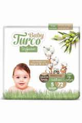 Baby Turco doğadan 5 Numara Organik Cırtlı Bebek Bezi 72 Adet