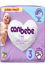 Canbebe 3 Numara Cırtlı Bebek Bezi 34 Adet