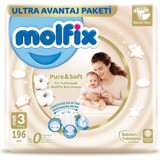 Molfix Pure&Soft 3 Numara Organik Cırtlı Bebek Bezi 196 Adet