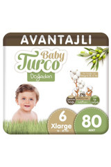 Baby Turco Doğadan 6 Numara Organik Cırtlı Bebek Bezi 80 Adet
