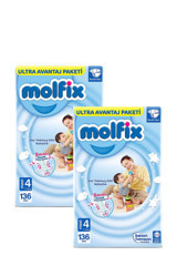 Molfix Maxi 4 Numara Göbek Oyuntulu Cırtlı Bebek Bezi 2x136 Adet