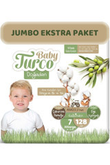 Baby Turco Doğadan 7 Numara Organik Cırtlı Bebek Bezi 128 Adet