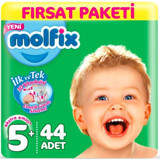 Molfix 5+ Numara Göbek Oyuntulu Cırtlı Bebek Bezi 44 Adet