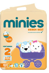 Minies Mini 2 Numara Cırtlı Bebek Bezi 60 Adet