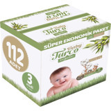 Baby Turco Doğadan 3 Numara Organik Cırtlı Bebek Bezi 112 Adet