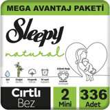 Sleepy Natural 2 Numara Organik Göbek Oyuntulu Cırtlı Bebek Bezi 336 Adet