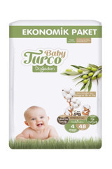 Baby Turco Doğadan 4 Numara Organik Cırtlı Bebek Bezi 48 Adet