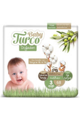 Baby Turco Doğadan 3 Numara Organik Cırtlı Bebek Bezi 68 Adet