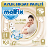 Molfix Pure&Soft Yenidoğan Organik Cırtlı Bebek Bezi 160 Adet