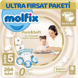 Molfix Pure&Soft 5 Numara Organik Cırtlı Bebek Bezi 264 Adet