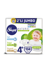 Sleepy Natural 4+ Numara Organik Cırtlı Bebek Bezi 104 Adet