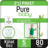 Pure Baby Organic 5 Numara Organik Külot Bebek Bezi 80 Adet