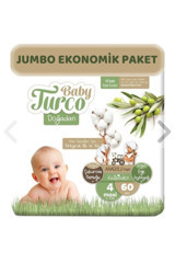 Baby Turco Doğadan 4 Numara Organik Cırtlı Bebek Bezi 60 Adet