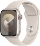 Apple Watch Series 9 Cellular Apple Uyumlu WatchOS Su Geçirmez 41 mm Fluoro Elastomer Kauçuk Kordon Kare Unisex Sim Kartlı Akıllı Saat Krem