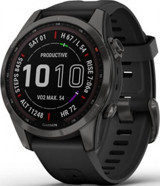 Garmin Fenix 7S Sapphire Solar Su Geçirmez 42 mm Silikon Kordon Daire Unisex Akıllı Saat Siyah