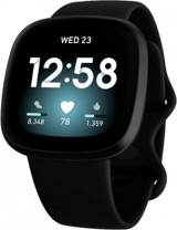 Fitbit Versa 3 Su Geçirmez 40.5 mm Silikon Kordon Kare Unisex Akıllı Saat Siyah