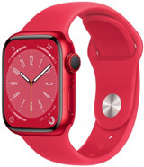Apple Watch Series 8 Cellular Apple Uyumlu WatchOS Su Geçirmez 41 mm Fluoro Elastomer Kauçuk Kordon Kare Unisex Sim Kartlı Akıllı Saat Kırmızı