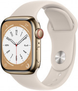 Apple Watch Series 8 Cellular Apple Uyumlu WatchOS Su Geçirmez 41 mm Silikon Kordon Kare Unisex Sim Kartlı Akıllı Saat Krem