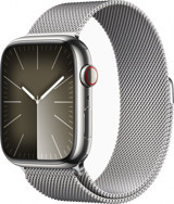 Apple Watch Series 9 Cellular Apple Uyumlu WatchOS Su Geçirmez 45 mm Metal Örgü Kordon Kare Unisex Sim Kartlı Akıllı Saat Gümüş