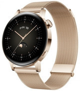 Huawei Watch GT 3 Elegant Milanese HarmonyOS Su Geçirmez 42.3 mm Metal Örgü Kordon Daire Unisex Akıllı Saat Altın