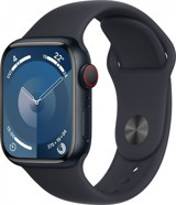 Apple Watch Series 9 Cellular Apple Uyumlu WatchOS Su Geçirmez 41 mm Fluoro Elastomer Kauçuk Kordon Kare Unisex Sim Kartlı Akıllı Saat Siyah