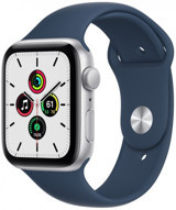 Apple Watch SE Apple Uyumlu WatchOS Su Geçirmez 44 mm Silikon Kordon Kare Unisex Akıllı Saat Mavi