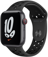 Apple Watch Nike SE Cellular Apple Uyumlu WatchOS Su Geçirmez 44 mm Silikon Kordon Kare Unisex Sim Kartlı Akıllı Saat Siyah