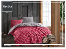 Komfort Home Ranforce Kışlık 160 x 220 cm Geometrik Tek Kişilik Nevresim Takımı Gri Kırmızı