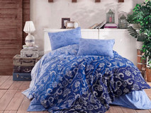 Komfort Home Ranforce Kışlık 160 x 220 cm Çiçekli Tek Kişilik Nevresim Takımı Mavi