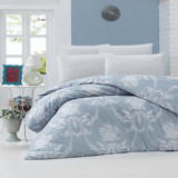 Komfort Home Ranforce Kışlık 160 x 220 cm Çiçekli Tek Kişilik Nevresim Takımı Açık Mavi