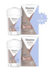 Rexona Clinical Protection Shower Clean Pudrasız Ter Önleyici Antiperspirant Stick Kadın Deodorant 2x45 ml